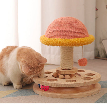 Solid Wood Turntable Cat Toy Sisal Grinding Claw