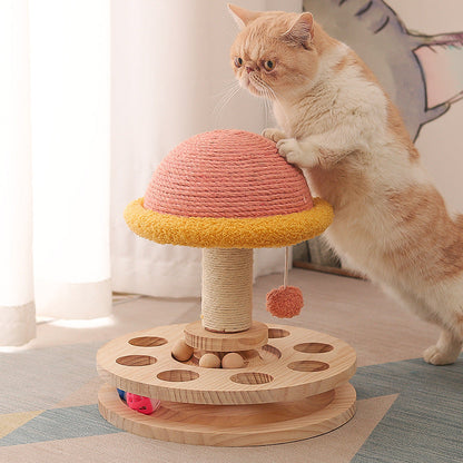Solid Wood Turntable Cat Toy Sisal Grinding Claw